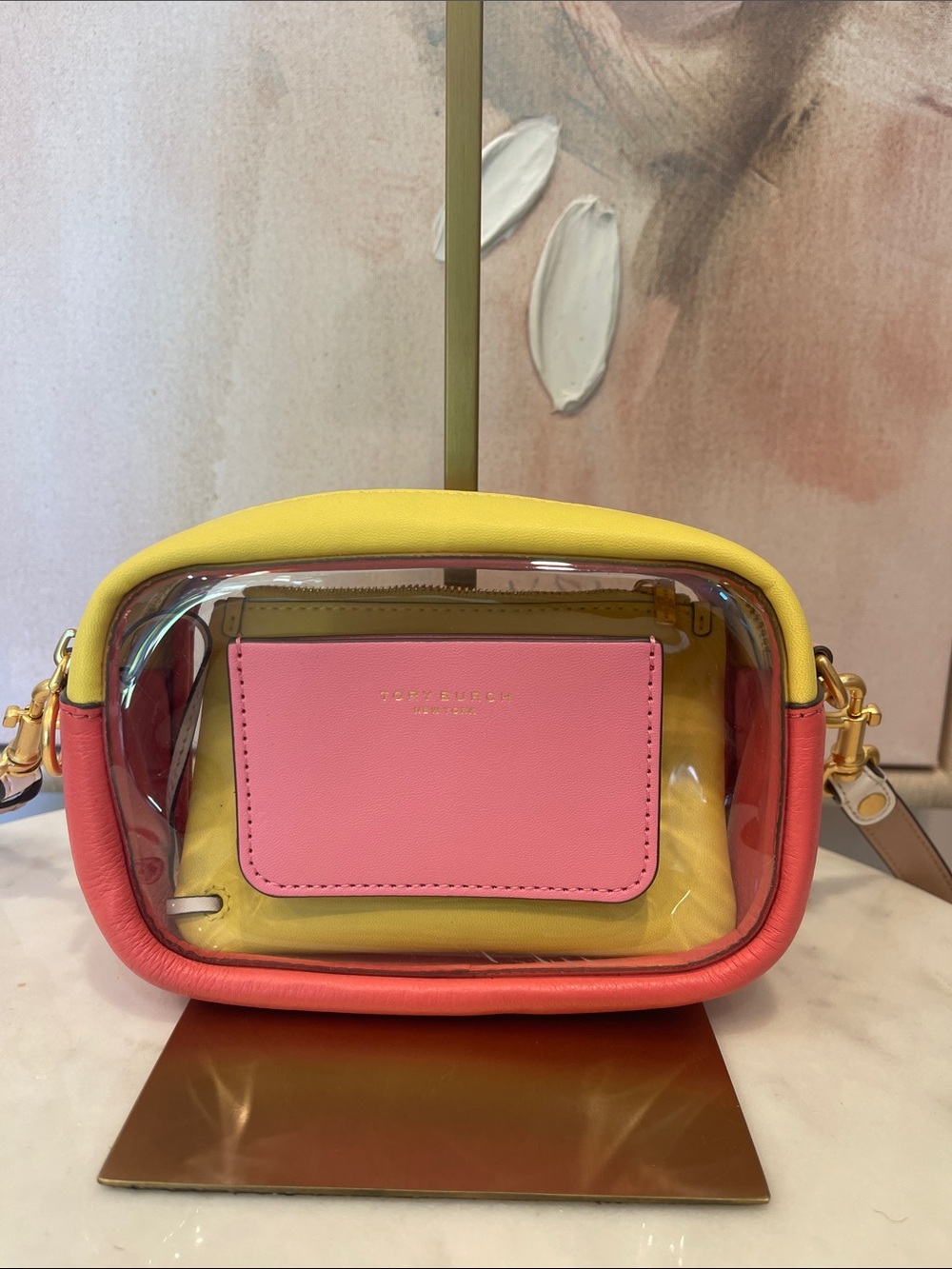 NWT Tory Burch Perry Clear Crossbody — Yellow, Pink, Coral